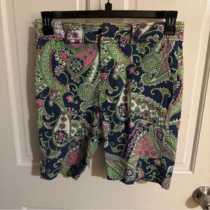 Lilly Pulitzer Navy, Pink & Lime Paisley Stretch Bermuda Shorts